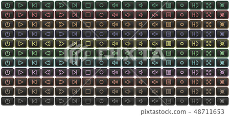 Neon media player buttons multicolored Neon media player buttons multicolored 48711653