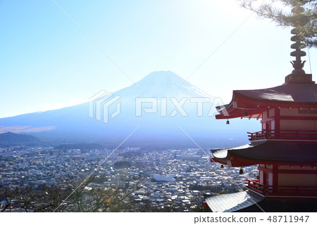 [Mt. Fuji] January day view Shizuoka Niikurayama Sengen Park cityscape view 48711947