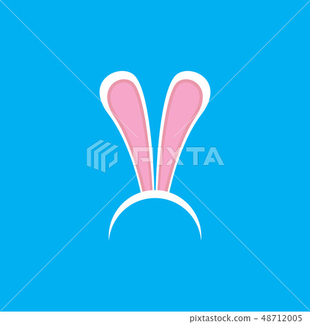 white easter bunny funky mask with rabbit ears isolated on blue background. vector Kids easter party 48712005