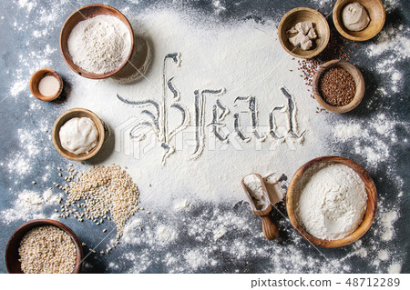 Variety of flour and grains 48712289