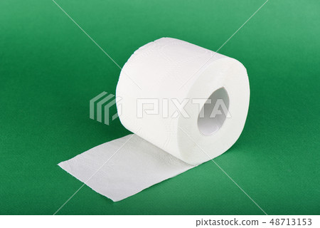 Roll of toilet paper isolated on green background Roll of toilet paper isolated on green background 48713153