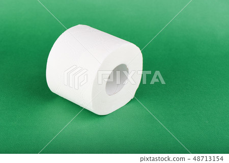 Roll of toilet paper isolated on green background 48713154