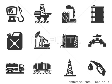 Oil and petrol industry objects icons 48713503