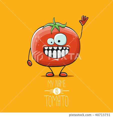 vector funny cartoon cute red tomato character&hellip; - Stock Illustration