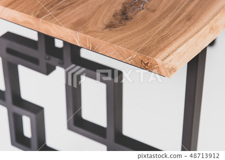Loft style table: oak cover, metal base in matte Loft style table: oak cover, metal base in matte 48713912
