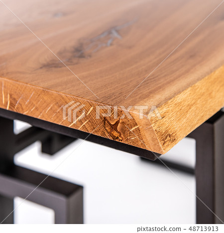 Loft style table: oak cover, metal base in matte 48713913