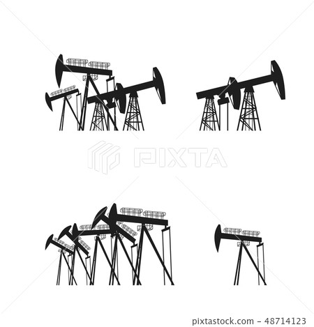 Oil producing Rig silouette. Black pictogram on white background. Vector illustration Oil producing Rig silouette. Black pictogram on white background. Vector illustration 48714123