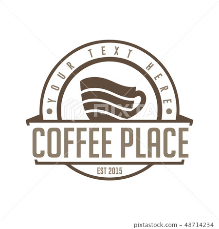 Vector illustration concept of coffee logo. Brown on beige background 48714234