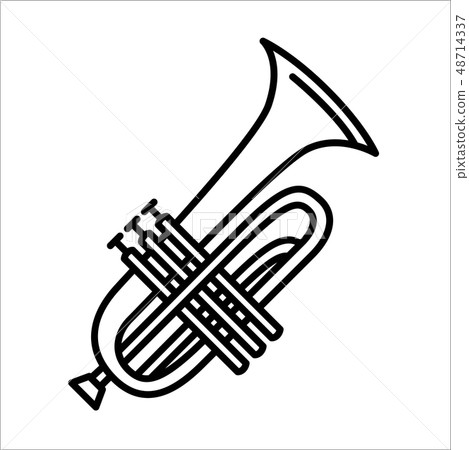 Vector illustration concept of Trumpet music instrument. Black on white background 48714337