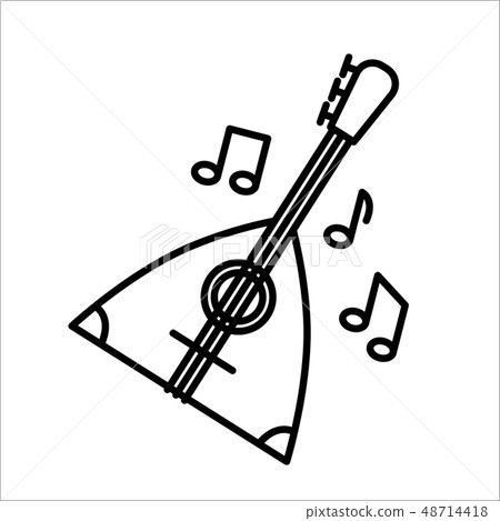 Vector illustration concept of flute Balalaika music instrument. Black on white background 48714418