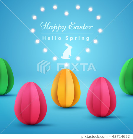 Happy Easter. Paper origami illustration. 48714632