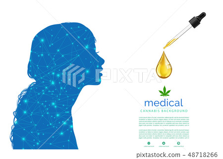 Marijuana plant and cannabis oil drop, face vector 48718266