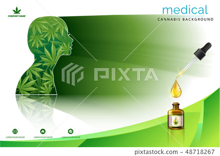 Marijuana plant and cannabis oil drop, face vector 48718267