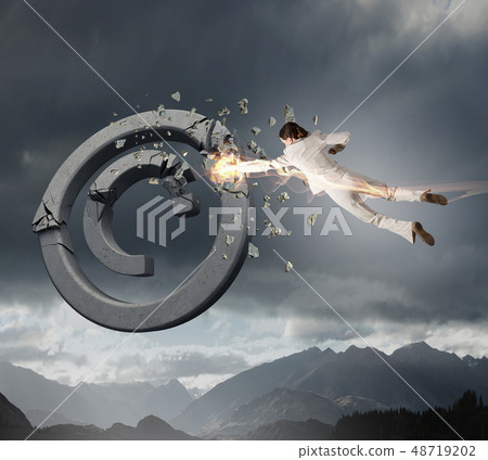 Woman crashing copyrighting sign Woman crashing copyrighting sign 48719202