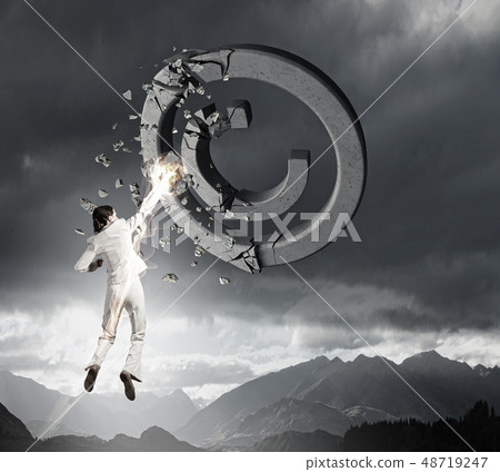 Woman crashing copyrighting sign Woman crashing copyrighting sign 48719247