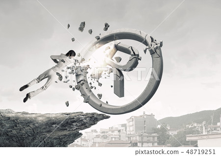 Woman crashing copyrighting sign 48719251