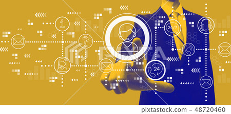 Customer service 24 hours 7 days a week with businessman in duotone 48720460