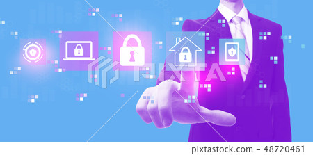 Cyber security with businessman in duotone Cyber security with businessman in duotone 48720461