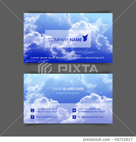 Two-sided horizontal business cards with realistic blue sky Two-sided horizontal business cards with realistic blue sky 48720827