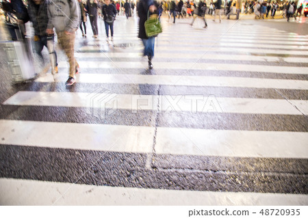 Blurred people movement walk on Shibuya cross road 48720935
