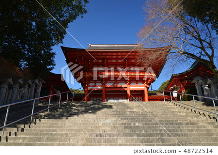 Omi Jingu Temple under the blue sky without clouds 48722514