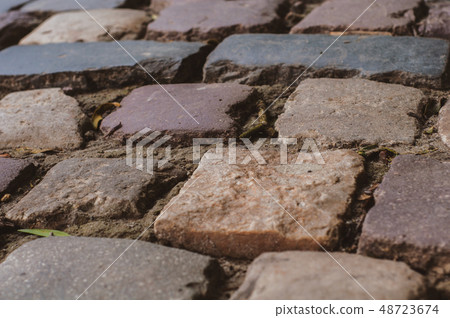 Pavement of smooth textured old natural stone, Pavement of smooth textured old natural stone, 48723674