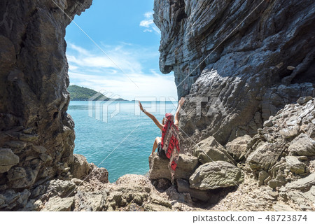 Travel people lifestyle women tourist standing Travel people lifestyle women tourist standing 48723874