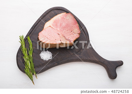 Food, meat and delicious concept - horse meat with salt on board Food, meat and delicious concept - horse meat with salt on board 48724258