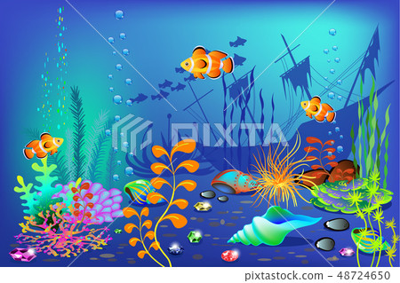 Underwater background, vector illustration for 48724650