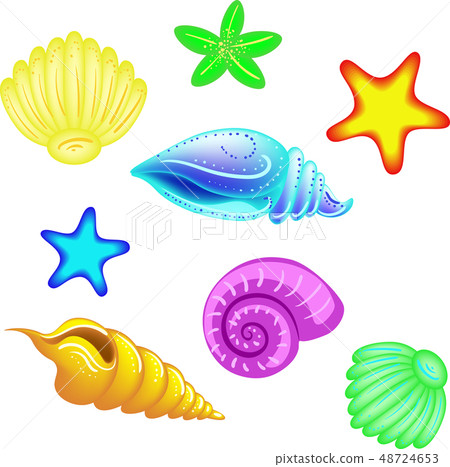 Set of illustrations in a cartoon style, sea 48724653