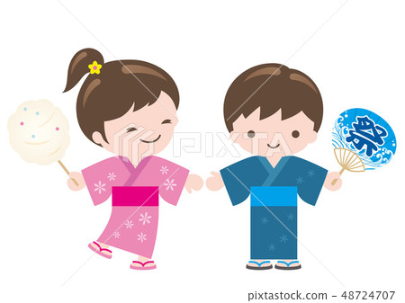 孩子們穿著浴衣 48724707