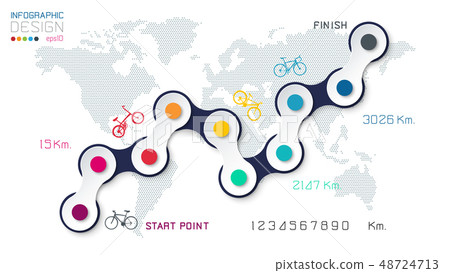 Bicycle way with business icon infographics on Bicycle way with business icon infographics on 48724713