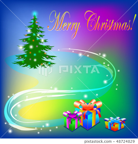 Christmas tree with light decoration and the text Christmas tree with light decoration and the text 48724829