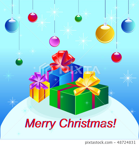 Christmas and new year card with balls presents Christmas and new year card with balls presents 48724831