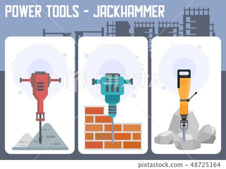 Industrial Power Tools Shop Flat Vector Web Banner Stock
