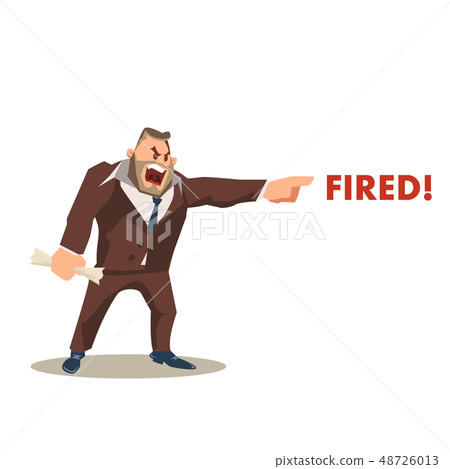 Angry Mad Boss Character in Suit Shout Fired Word Angry Mad Boss Character in Suit Shout Fired Word 48726013