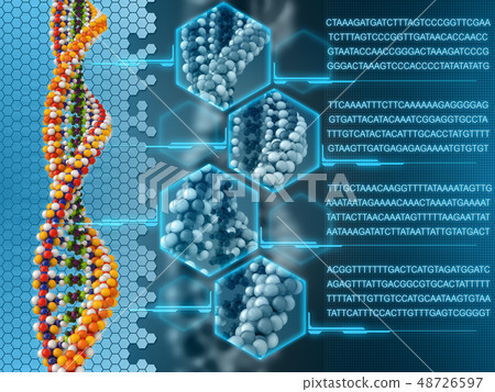 DNA analysis 3d illustration. 48726597