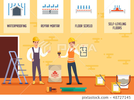 House Floor Repair And Leveling Vector Concept Stock