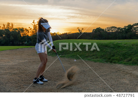 Healthy Sport. Asian Sporty woman golfer 48727791