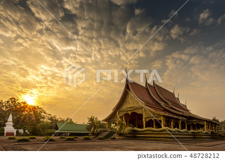 Thai temples at Sun rise, Phu Phrao Temple Thai temples at Sun rise, Phu Phrao Temple 48728212