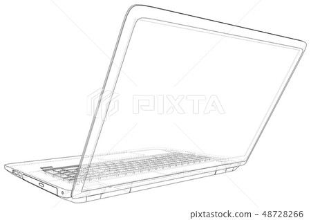 Laptop. outline computer. Vector illustration. Illustration of 3d. Laptop. outline computer. Vector illustration. Illustration of 3d. 48728266