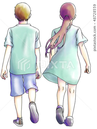 Boy Girls Rear View Boy Girls Rear View 48728559