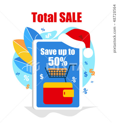 Giant Smartphone with Santa Hat on Top, Total Sale Giant Smartphone with Santa Hat on Top, Total Sale 48728564