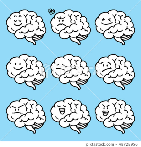Set of hand drawn brain cartoon, vector 48728956