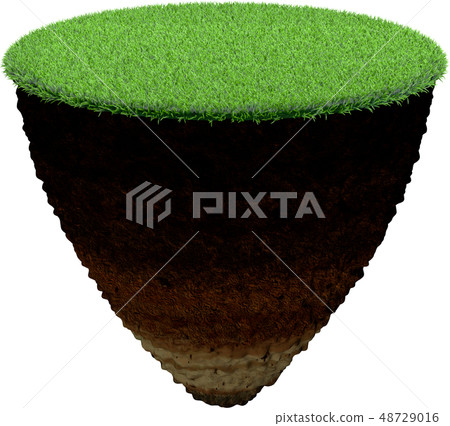 Cross section of ground with grass. Isolated on 48729016