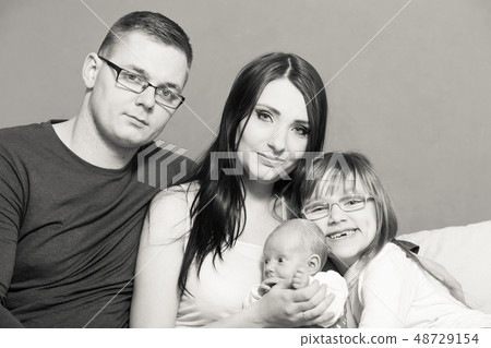 Family with newborn baby girl portrait Family with newborn baby girl portrait 48729154