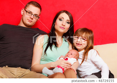 Family with newborn baby girl portrait Family with newborn baby girl portrait 48729155