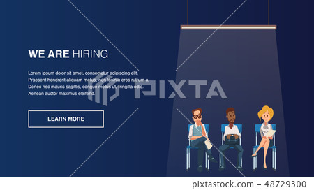 Group of Pensive Employee Sit on Chair in Line 48729300