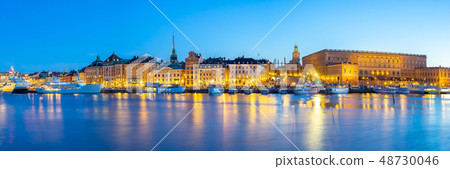 Stockholm cityscape at night in Stockholm city Stockholm cityscape at night in Stockholm city 48730046