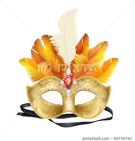 Mardi Gras carnival face mask realistic vector 48730742